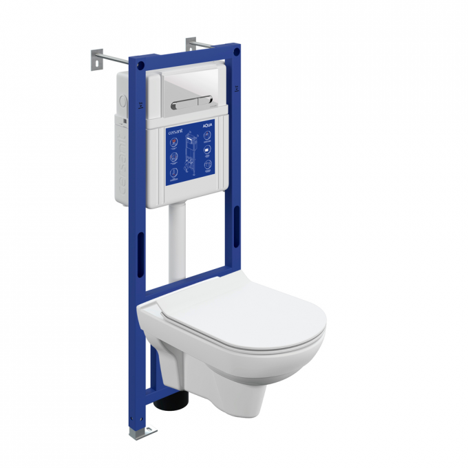 Комплект CERSANIT ITY CO DPL EO slim инсталляция AQUA 40 SMART M кнопка ESTETICA пластик белый с рамкой хром 69313